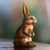 Wood sculpture, 'Cute Bunny in Brown' - Signed Wood Bunny Sculpture in Brown from Bali