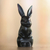 Wood sculpture, 'Cute Bunny in Black' - Signed Wood Bunny Sculpture in Black from Bali thumbail