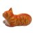 Wood sculpture, 'Lying Cat in Orange' - Signed Wood Sculpture of a Lying Cat in Orange from Bali (image 2e) thumbail