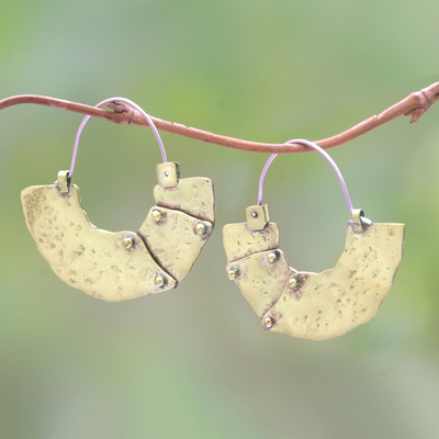 Brass hoop earrings, Modern Bali