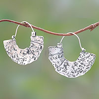 Sterling silver hoop earrings, 'Modern Bali'