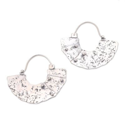 Sterling silver hoop earrings, 'Modern Bali' - Modern Sterling Silver Hoop Earrings from Bali
