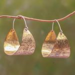 Brass hoop earrings, 'Balinese Classic' - Modern Brass Hoop Earrings Crafted in Bali