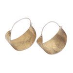 Brass hoop earrings, 'Balinese Classic' - Modern Brass Hoop Earrings Crafted in Bali
