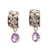 Gold accented amethyst dangle earrings, 'Padi Glisten' - Gold Accented Amethyst Dangle Earrings from Bali