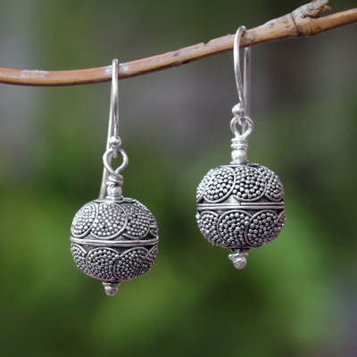 Pendientes colgantes de plata de ley - Pendientes colgantes de plata de ley con motivo de lunas de Bali