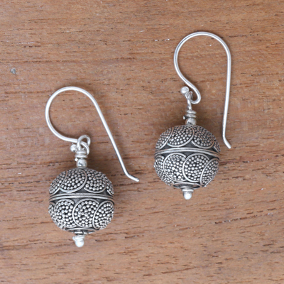 Sterling silver dangle earrings, 'Sky Lanterns' - Dot Motif Sterling Silver Dangle Earrings from Bali
