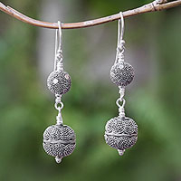Sterling silver dangle earrings, 'Lantern Twins'