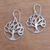Sterling silver dangle earrings, 'Cradling Branches' - Tree-Shaped Sterling Silver Dangle Earrings from Bali