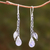 Rainbow moonstone dangle earrings, 'Goddess Leaves' - Rainbow Moonstone Leaf Dangle Earrings from Bali