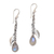 Rainbow moonstone dangle earrings, 'Goddess Leaves' - Rainbow Moonstone Leaf Dangle Earrings from Bali