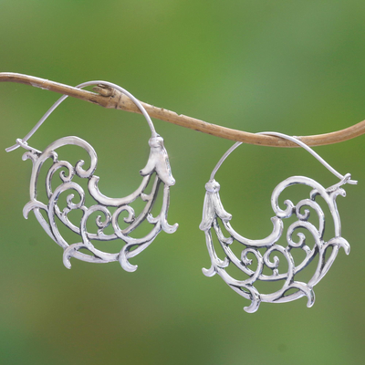 Sterling silver hoop earrings, Goddess Tendrils