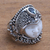 Blue topaz cocktail ring, 'Bali Prince' - Blue Topaz and Bone Cocktail Ring from Bali (image 2b) thumbail