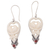 Garnet and bone dangle earrings, 'Dove Couple' - Garnet and Bone Dove Dangle Earrings from Bali thumbail