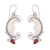 Garnet dangle earrings, 'Bun Crescents' - Garnet Moon Dangle Earrings Crafted in Bali thumbail
