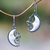 Peridot dangle earrings, 'Bun Moons' - Peridot Crescent Moon Dangle Earrings from Bali (image 2) thumbail