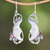 Garnet dangle earrings, 'Glittering Crescents' - Garnet and Bone Crescent Moon Dangle Earrings from Bali