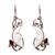 Garnet dangle earrings, 'Glittering Crescents' - Garnet and Bone Crescent Moon Dangle Earrings from Bali thumbail
