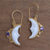 Gold plated amethyst dangle earrings, 'Regal Crescents' - Gold Plated Amethyst Crescent Moon Dangle Earrings from Bali (image 2b) thumbail