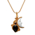 Gold plated onyx and garnet pendant necklace, 'Crescent Mystery' - Gold Plated Onyx and Garnet Pendant Necklace from Bali thumbail