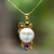 Gold plated amethyst and peridot pendant necklace, 'Round Moon' - Gold Plated Amethyst and Peridot Pendant Necklace from Bali thumbail