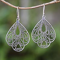 Sterling silver dangle earrings, 'Glittering Sukawati' - Handcrafted Sterling Silver Dangle Earrings from Bali