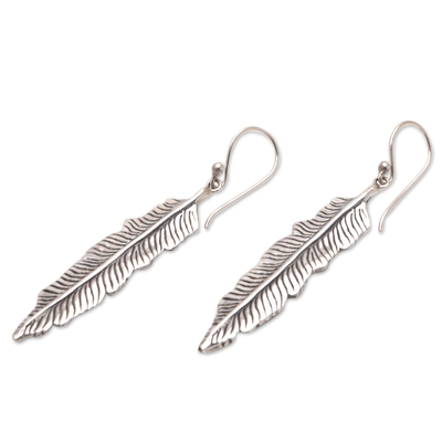 Sterling silver dangle earrings, 'Fallen Feathers' - Sterling Silver Feather Dangle Earrings from Bali