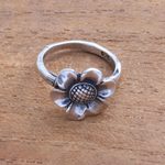 Sterling silver cocktail ring, 'Singular Lotus' - Lotus Flower Sterling Silver Cocktail Ring from Bali
