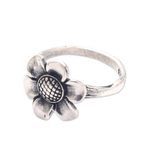 Sterling silver cocktail ring, 'Singular Lotus' - Lotus Flower Sterling Silver Cocktail Ring from Bali