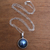 Cultured pearl pendant necklace, 'Ocean Orb' - Blue Cultured Pearl Pendant Necklace from Bali (image 2c) thumbail
