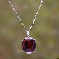 Tiger's eye pendant necklace, 'Red Square'