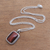 Tiger's eye pendant necklace, 'Red Rectangle' - Rectangular Red Tiger's Eye Pendant Necklace from Bali