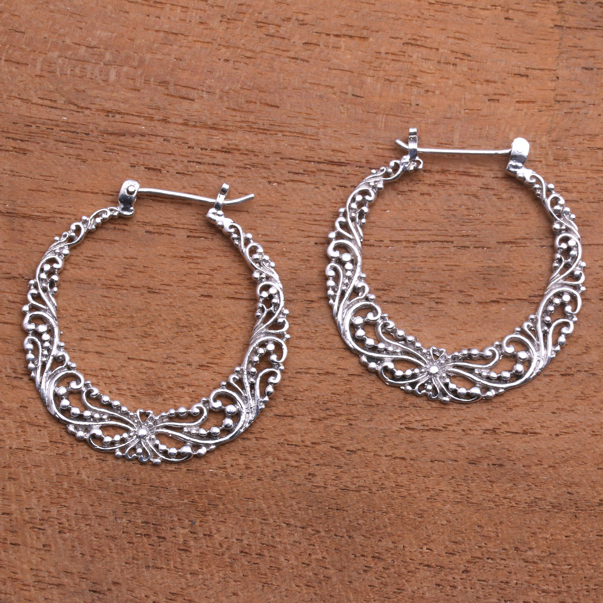 Sterling Silver swirl button earrings wire backs