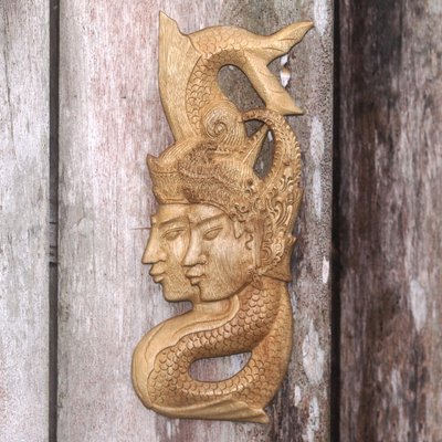 Reliefplatte aus Holz - Reliefplatte aus Hibiskusholz von Rama und Sita aus Indonesien