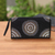 Beaded clutch, 'Circle of Beauty in Black' - Circle Pattern Beaded Clutch in Black from Bali thumbail