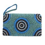 Beaded wristlet, 'Circle of Beauty in Blue' - Circle Pattern Beaded Wristlet in Blue from Bali