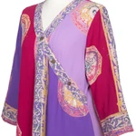 Rayon tunic, 'Color Symphony in Purple' - Red and Purple Hand Batik Textured Rayon Flowing Tunic