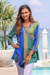 Rayon tunic, 'Color Symphony in Green' - Green and Blue Hand Batik Textured Rayon Flowing Tunic thumbail