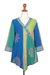 Rayon tunic, 'Color Symphony in Green' - Green and Blue Hand Batik Textured Rayon Flowing Tunic (image 2a) thumbail