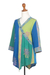 Rayon tunic, 'Color Symphony in Green' - Green and Blue Hand Batik Textured Rayon Flowing Tunic (image 2d) thumbail