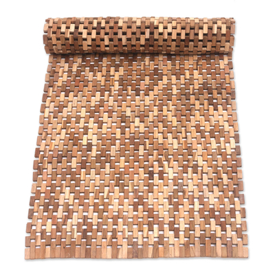 Estera de madera de teca (48 pulgadas) - Estera de madera de teca hecha a mano de Bali (48 pulg.)