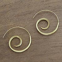 Gold plated sterling silver half-hoop earrings, 'Golden Curl'