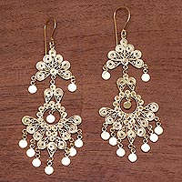 Gold plated sterling silver chandelier earrings, 'Sacred Beauty' - 18k Gold Plated Sterling Silver Chandelier Earrings