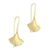 Gold plated sterling silver drop earrings, 'Golden Ginko Leaf' - Gold Plated Sterling Silver Ginko Leaf Drop Earrings (image 2a) thumbail