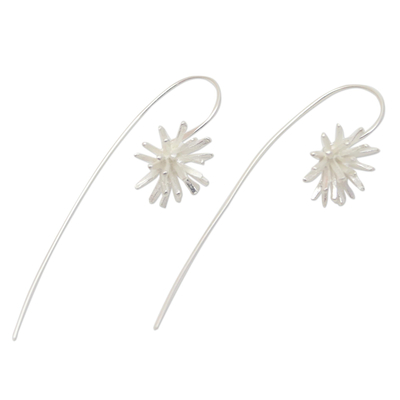 Sterling silver drop earrings, 'Coral Glisten' - Modern Sterling Silver Drop Earrings Crafted in Bali
