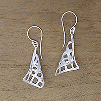 Sterling silver dangle earrings, 'Modern Cloth'
