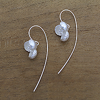 Sterling silver drop earrings, 'Open Beauty' - Floral Sterling Silver Drop Earrings Crafted in Bali