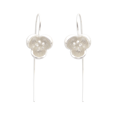 Floral Sterling Silver Drop Earrings Crafted in Bali - Open Beauty | NOVICA