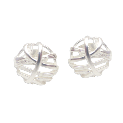 Handcrafted Sterling Silver Stud Earrings from Bali