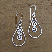 Sterling silver dangle earrings, 'Bali Curls'